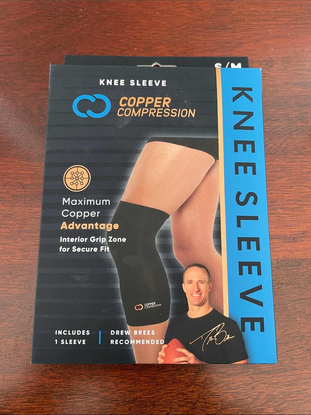 Copper Compression Black Knee Sleeve -size S/M
